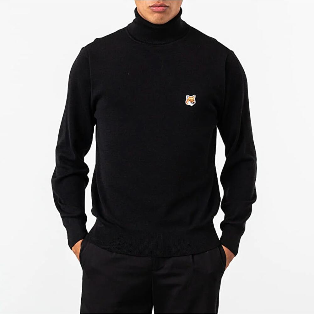 Maison Kitsune Wool Fox Head Patch Turtleneck Swe… - image 1